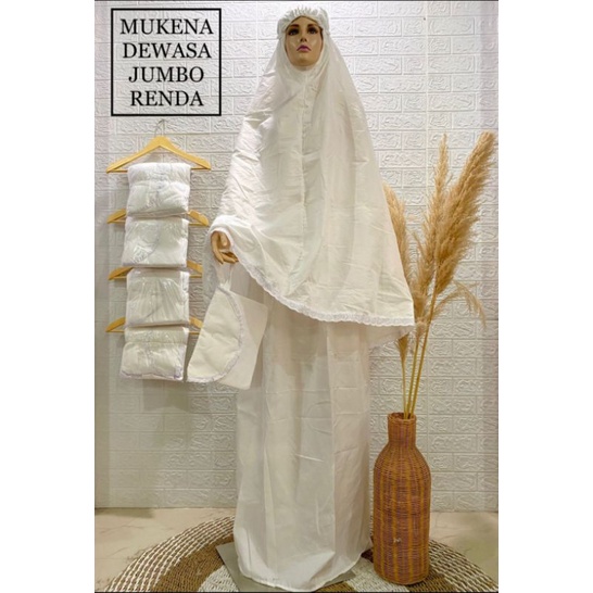 Mukena Jumbo Rayon Bali khusus warna putih variasi renda