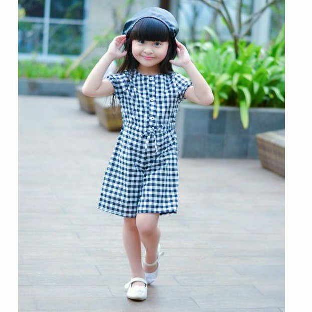 JUMPSUIT GINGHAM ANAK 2-4 Tahun Baby Syira