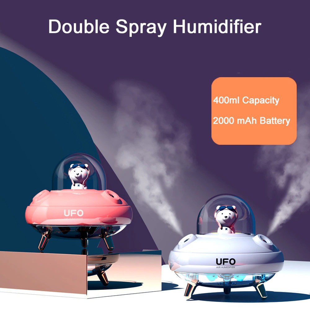 Humidifier Aromatherapy Diffuser Portable UFO Dual Spray 400ml / Diffuser Humidifier