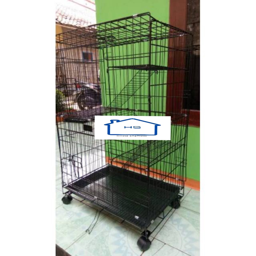 KANDANG KUCING 3 TINGKAT TERMURAH SIZE L 60x40x90cm dan STANDART