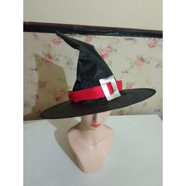 topi penyihir dengan tulle hitam2 in 1