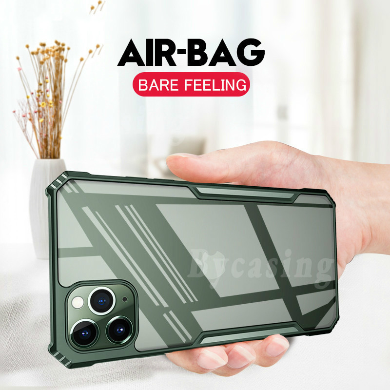 Case Bumper Desain Militer Bahan Akrilik Transparan Anti Jatuh Untuk Iphone 6 6s 7 8 Plus X Xr Xs Max