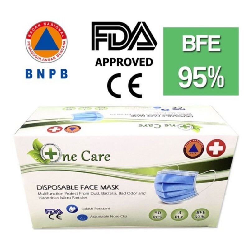 NE CARE MASKER 3ply EARLOP 1box isi 50pcs