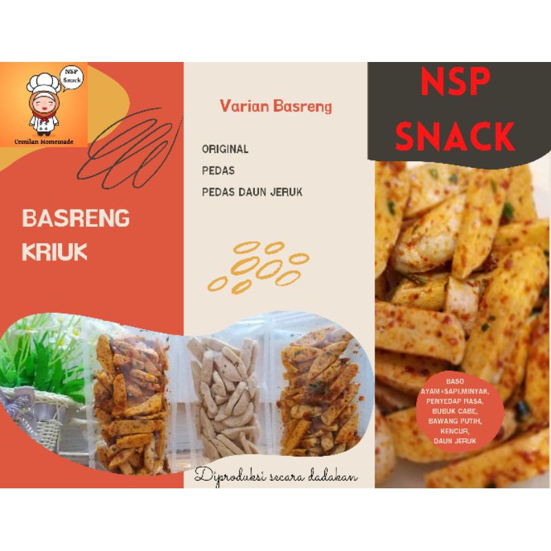 

Basreng kriuk pedas daun jeruk baso ayam sapi goreng