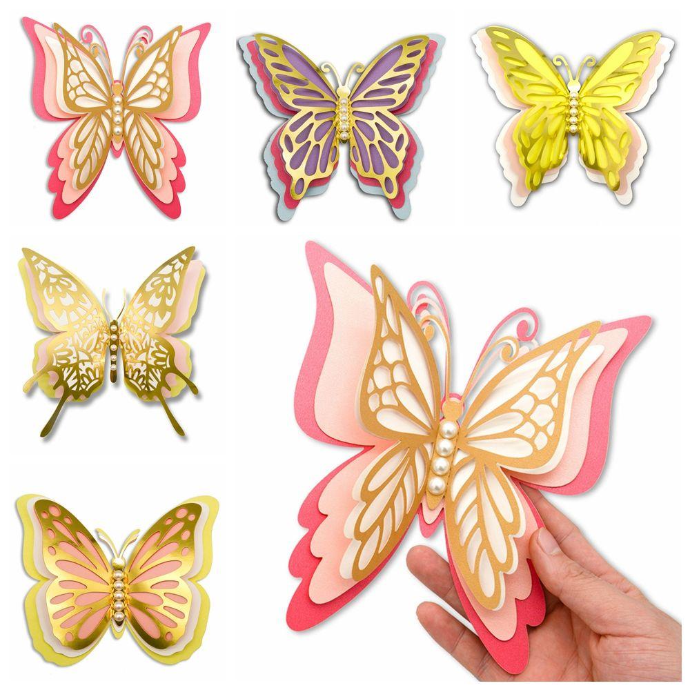 R-flower 3D Butterfly Stiker Hadiah Sovenir Pernikahan Dekorasi Rumah Empat Lapis