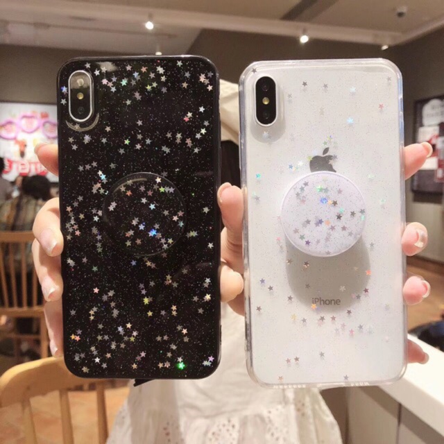 Star Glitter + Popsocket iPhone Oppo Vivo Xiaomi Samsung Real me 3 5 pro F5 F7 F9 F11 V15 V17 Y17 S9