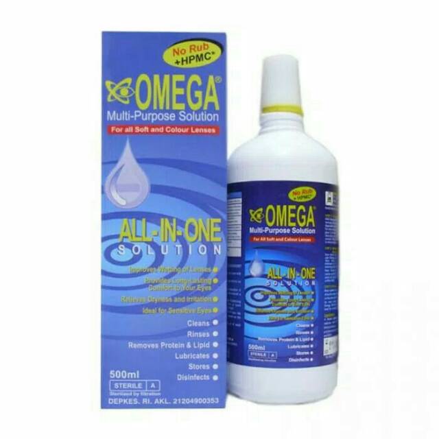 Omega multi purpose solution 500 ml/cairan pembersih softlens