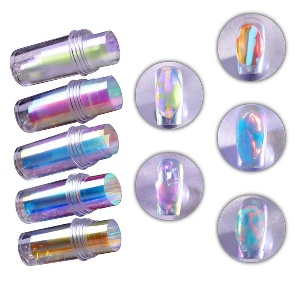 AUGUSTINA Agustina Aurora Nail Foils Gadis Nail Art Stiker Pecah Kaca Kertas Hologram Cellophane Paper