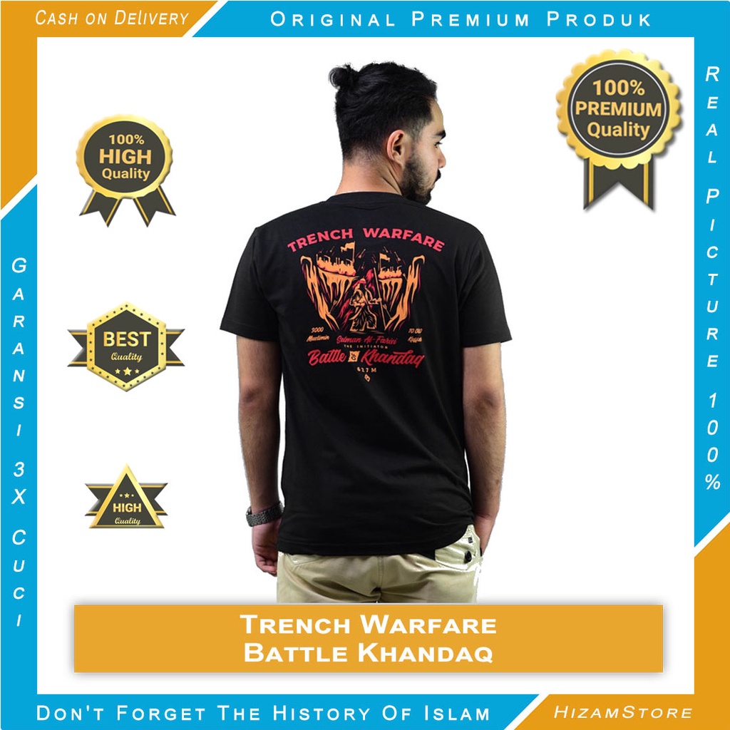 ORIGINAL PRODUK PREMIUM ❗❗❗ BERGARANSI ✔️ BAJU KAOS QAF ISLAM DISTRO - PERTEMPURAN KHANDAQ 627 M