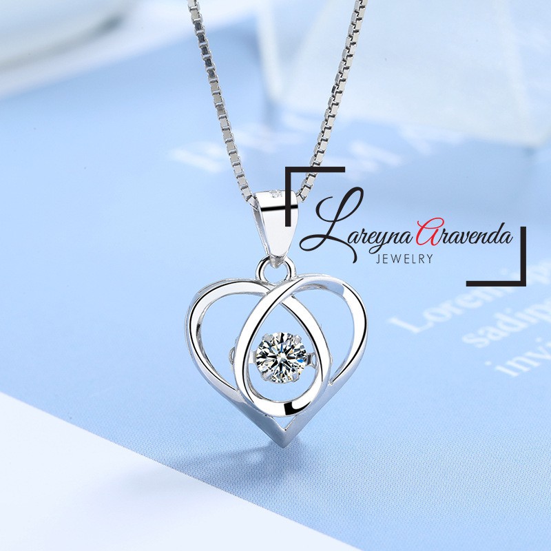 Kalung Titanium + Liontin Wanita Model Love Dancing Stone KL009