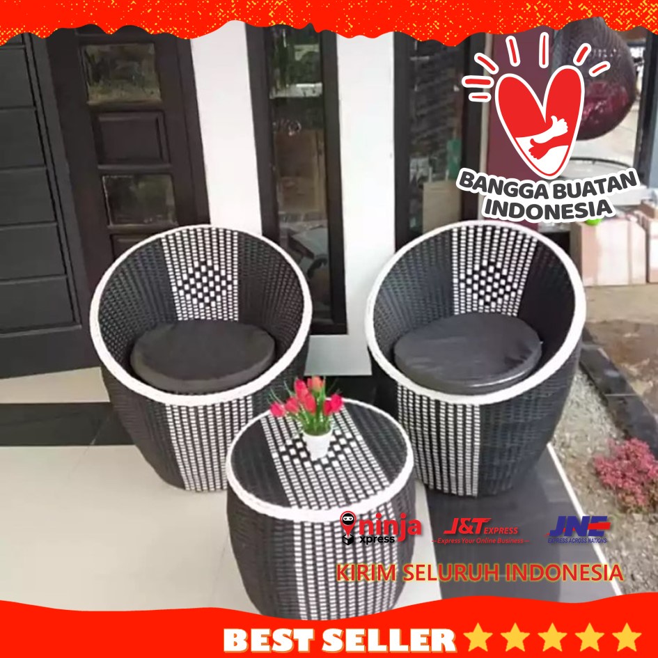 Kursi Teras Rotan Sintetis Gentong Bulat Cantik Elegan Murah Untuk Depan Rumah-1