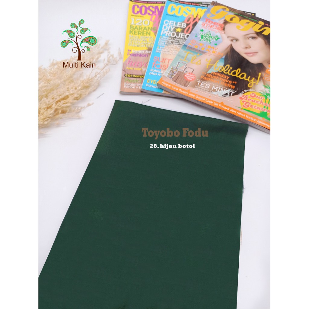 Bahan Multi kain katun cotton toyobo FODU (COPYRIGHT, TERDAFTAR) asli premium-FODU28 hijau botol