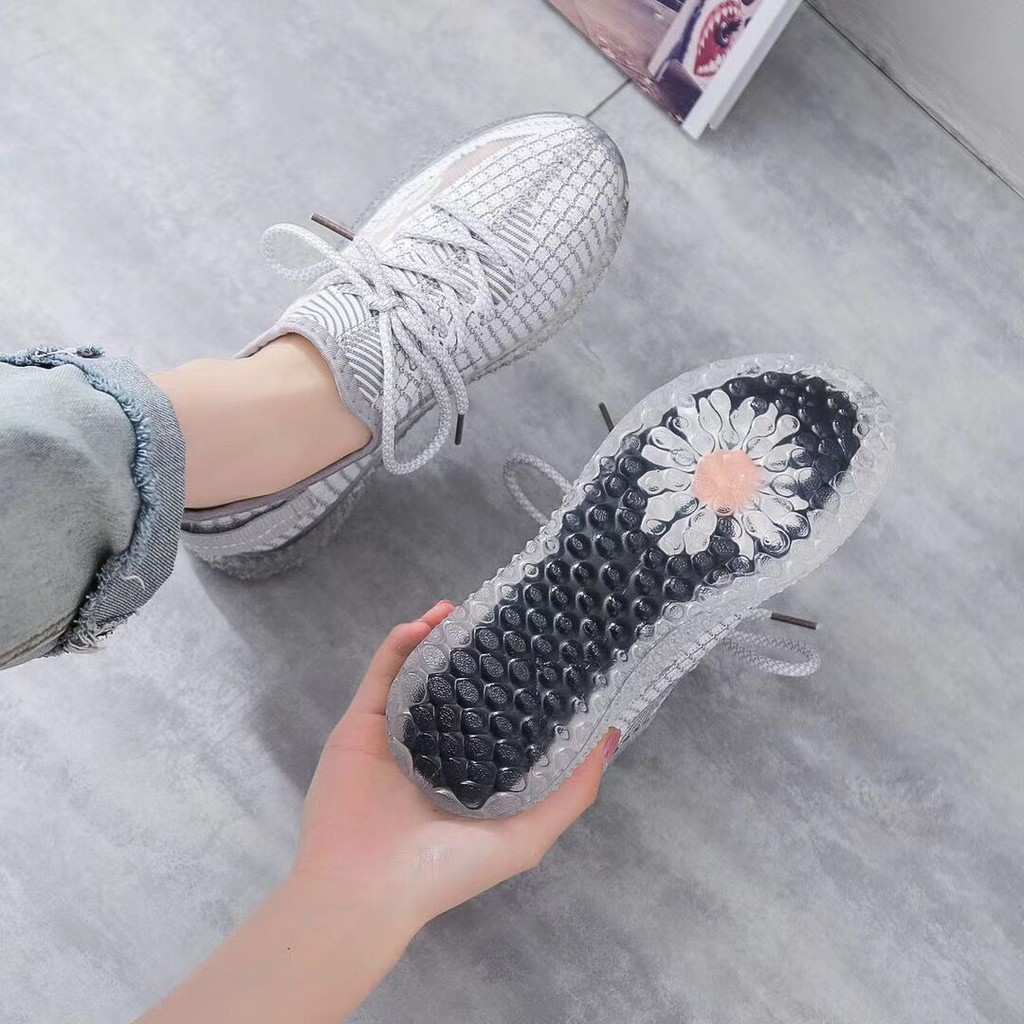 Sneakers Wanita Tali Sepatu Wanita impor lembut Tahan aus Non-slip Sol transparan Kain mesh bernapas-2