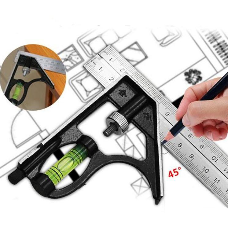 

F9K Penggaris Siku L Waterpass Kombinasi Square Ruler Sudut Presisi Air Geser Serbaguna Alat Ukur Tu