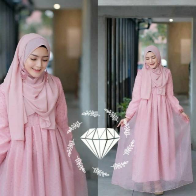 Baju gamis wanita terbaru model pesta kekinian ceruty polos Kaffa Size M L XL XXL busui syar'i Kr m