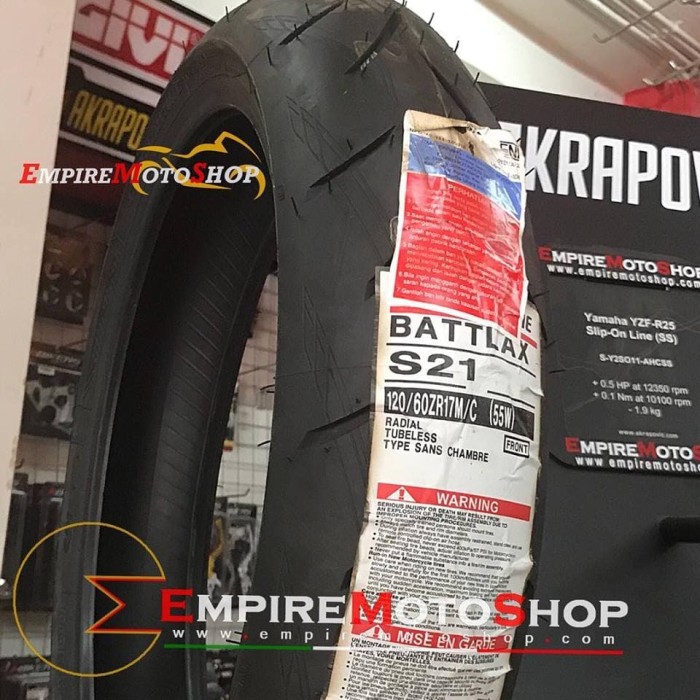 Ban Battlax S21 Ukuran 120 / 60 - 17 Ori