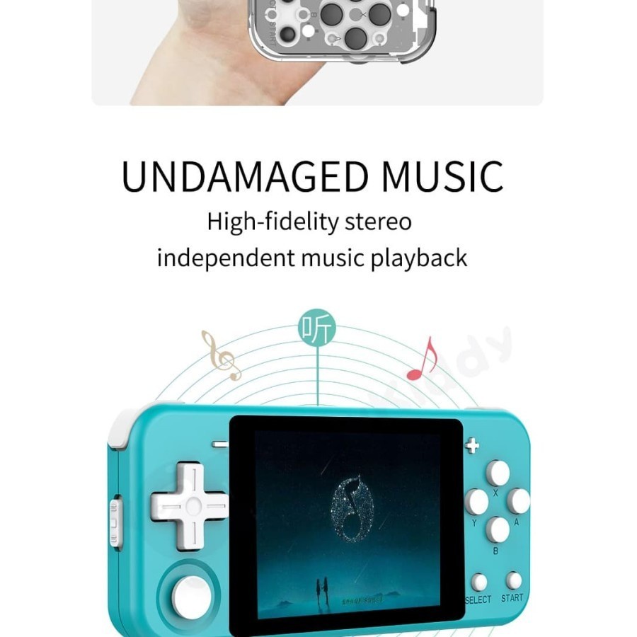 POWKIDDY Q90 Retro Game Console Handheld 3.0 inch IPS Screen Dual Open Source System Portable Pocket Mini