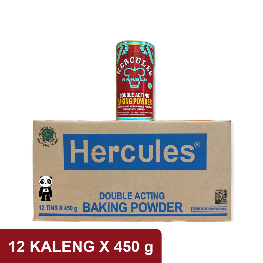 

Hercules Baking Powder Double Acting 1 Karton isi 12 Kaleng X 450g