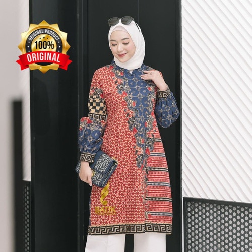 ANJAR Tunik Atasan Baju Batik Wanita Lengan Panjang Batik Prabuseno - XXL