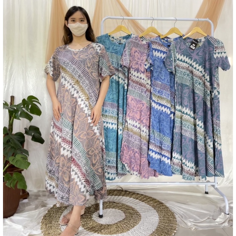 longdress huza, daster batik huza, homedress premium