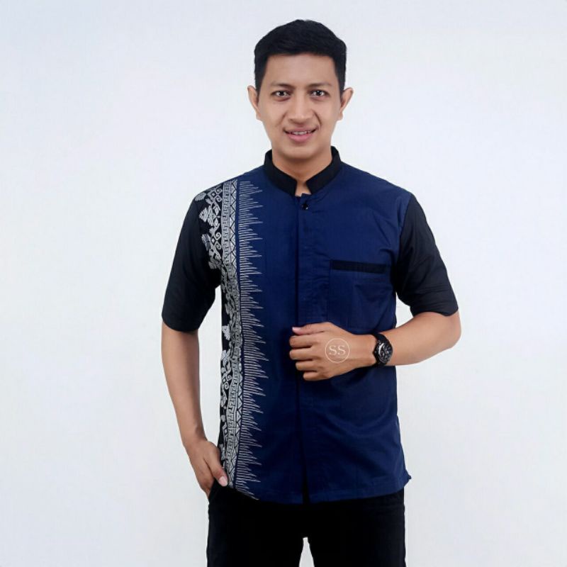 Kemeja Batik Pria Modern Lengan Panjang Casual Modis Slim Fit Trendi Masa Kini