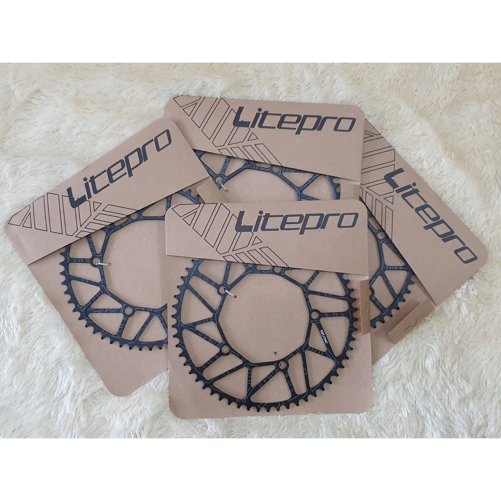 Chainring Litepro Chain Ring 52T 54T 56T 58T Superlight Alloy Narrow Wide Black Hitam  52 54 56 58 T Ori