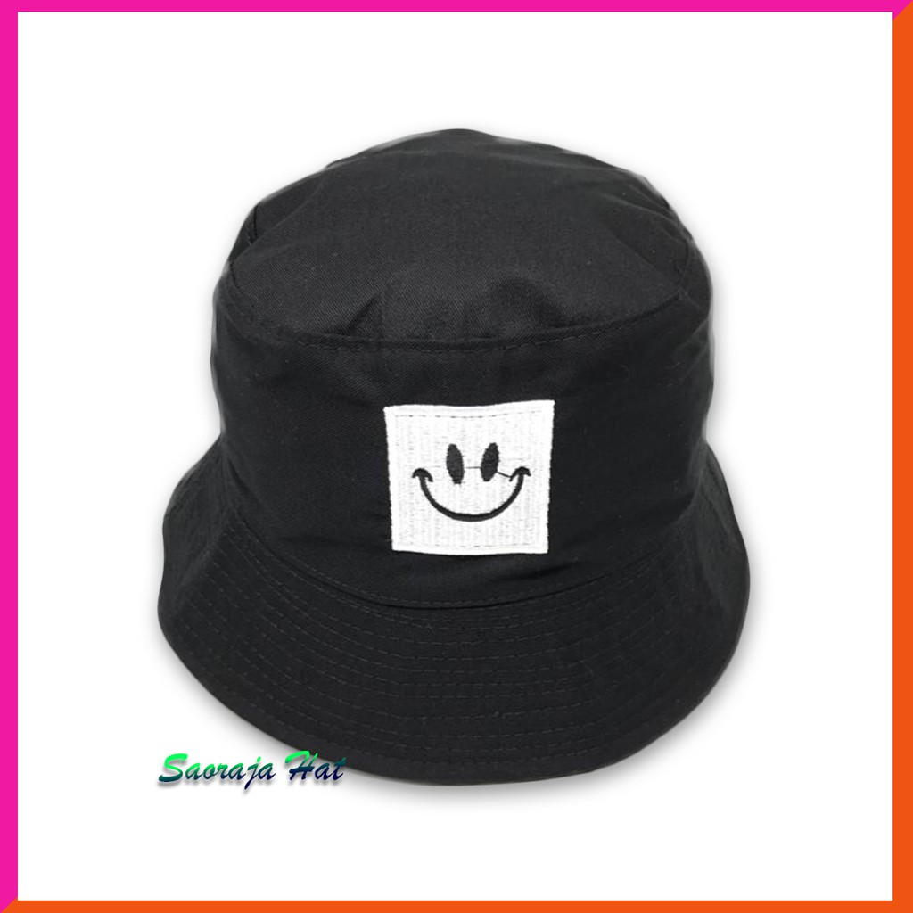 Topi Bucket Bordir Smile Bolak Balik Dewasa