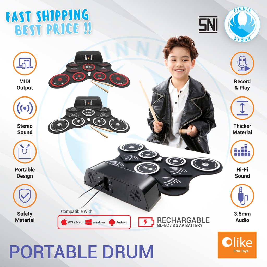 Olike Portable Drum Elektrik - Garansi Resmi -  Electronic Drum