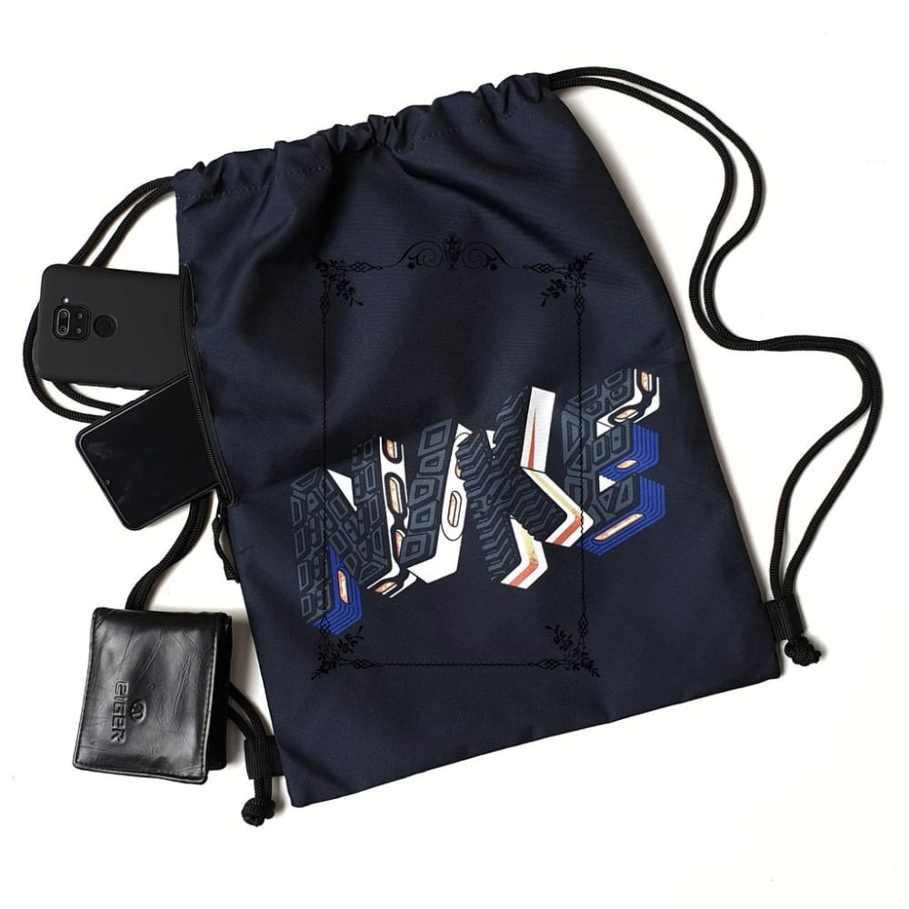 Murah Tas Serut Gymsack String Bag Olahraga Tas Futsal Sepakbola Nike Black Keren