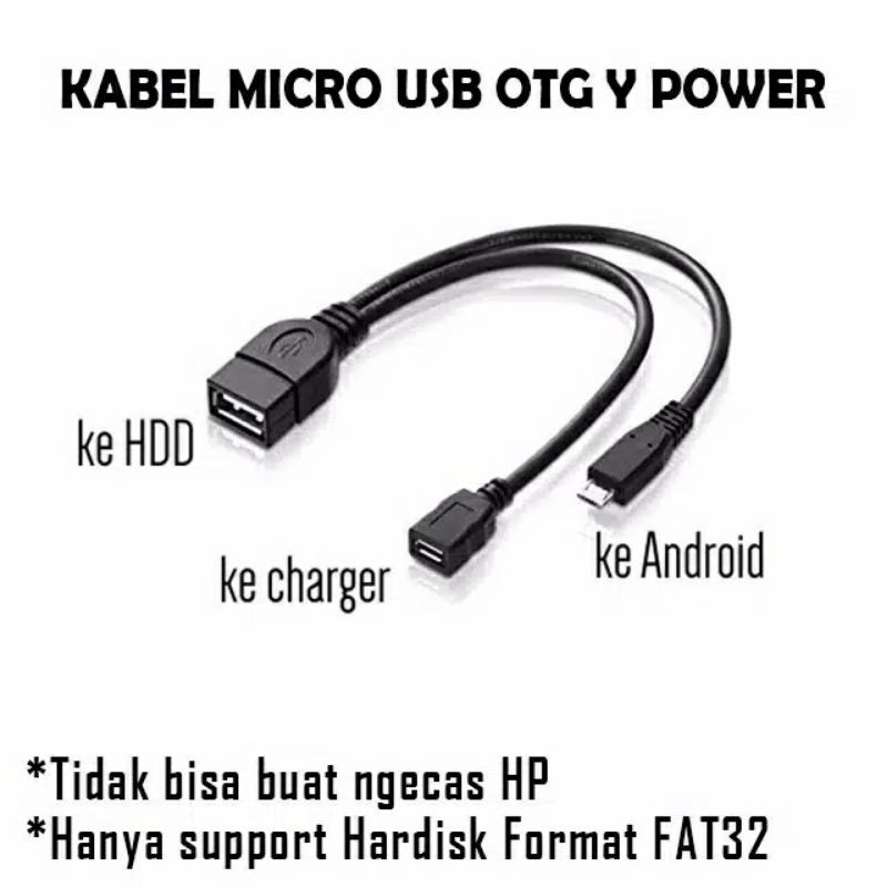 Kabel Micro OTG Y USB HP to USB Female untuk Membaca Hard Disk External