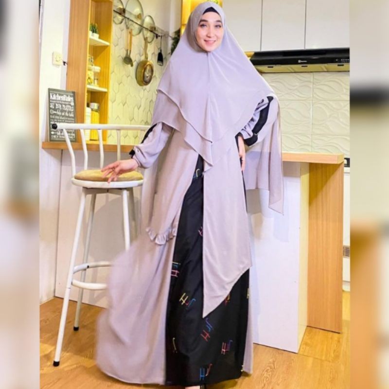 GAMIS SYAR'I SET KHIMAR CERUTY Busana muslim dress syar i By JRH