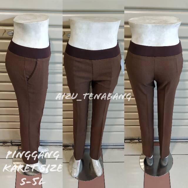 CELANA WANITA PINGGANG KARET SLIMFIT/CELANA FORMAL WANITA/PINGGANG KARET/CELANA BAHAN