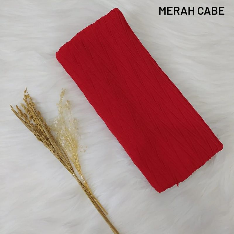 PASHMINA PLISKET PADI ZIGZAG CERUTY (COD)-Merah Cabe