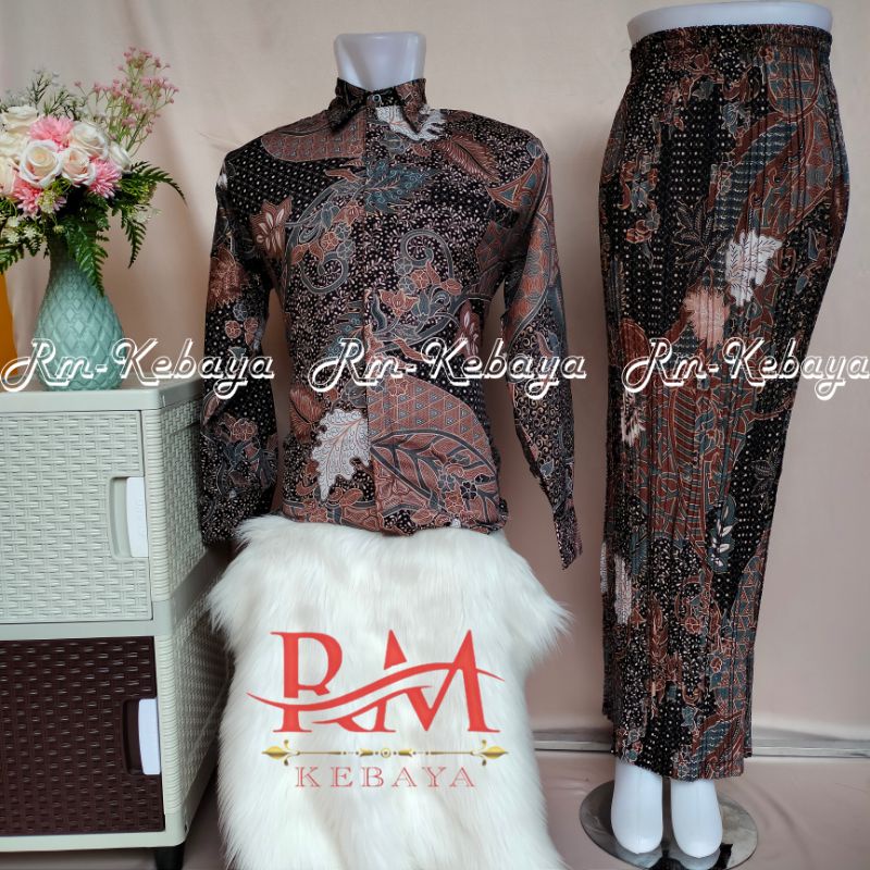 Kemeja Batik Set Couple Rok Plisket Batik Kondangan