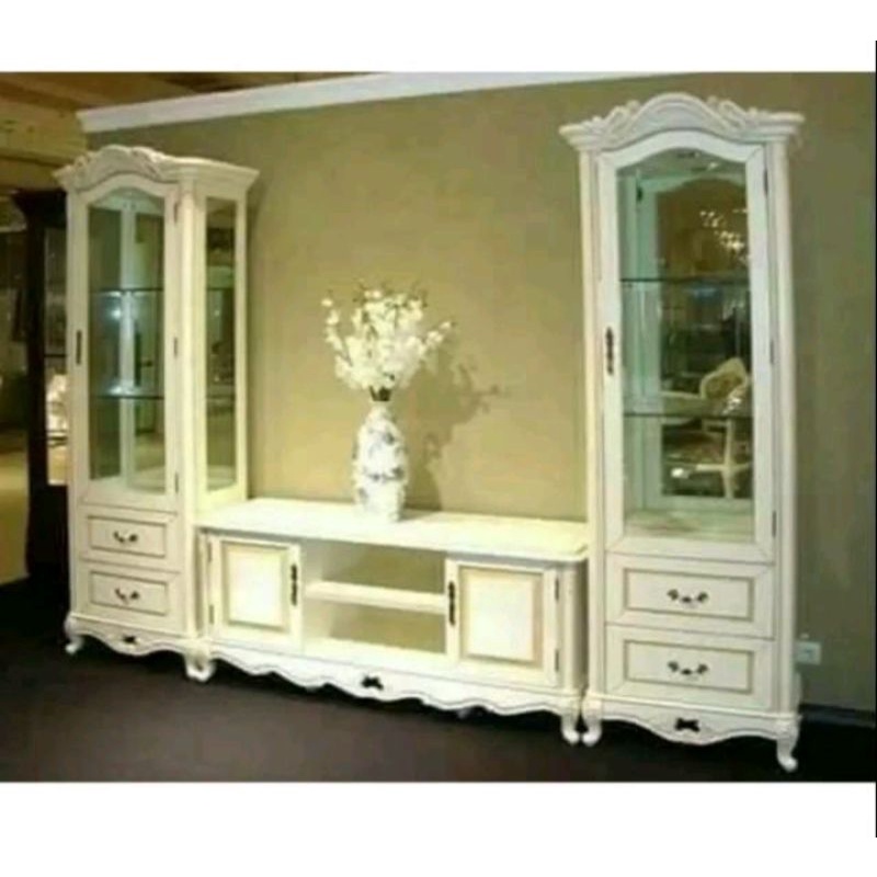 bufet tv lemari hias duco jati