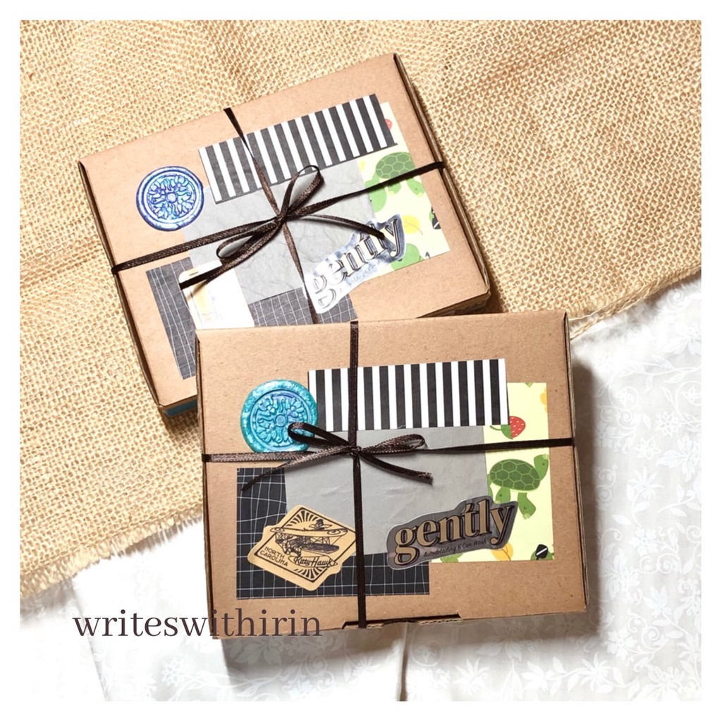 

(writeswithirin) Souvenir Set Alat Tulis, Memo, Kartu Pos dengan decorated box khusus perusahaan atau event.