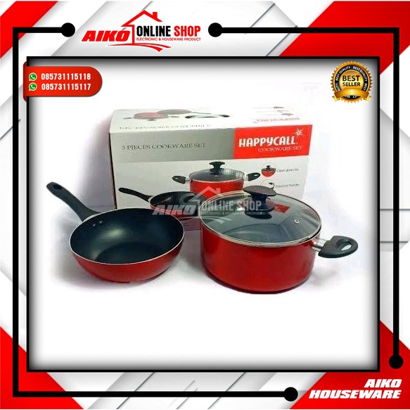 HAPPY CALL COOKWARE SET ISI 3 PIECE WAJAN PENGGORENGAN ANTI LENGKET