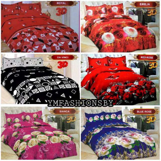 SPREI BONITA ROYAL DAVINCI BIANCA EMILIA RED/ BLUE ROSE