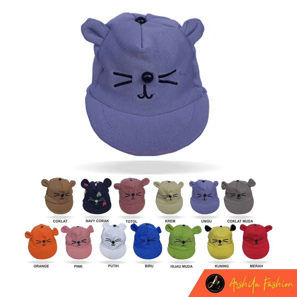 4.4 RAMADHAN SALE Topi Bayi Karakter Kucing / Topi Kucing Bayi /  Arrahman shop