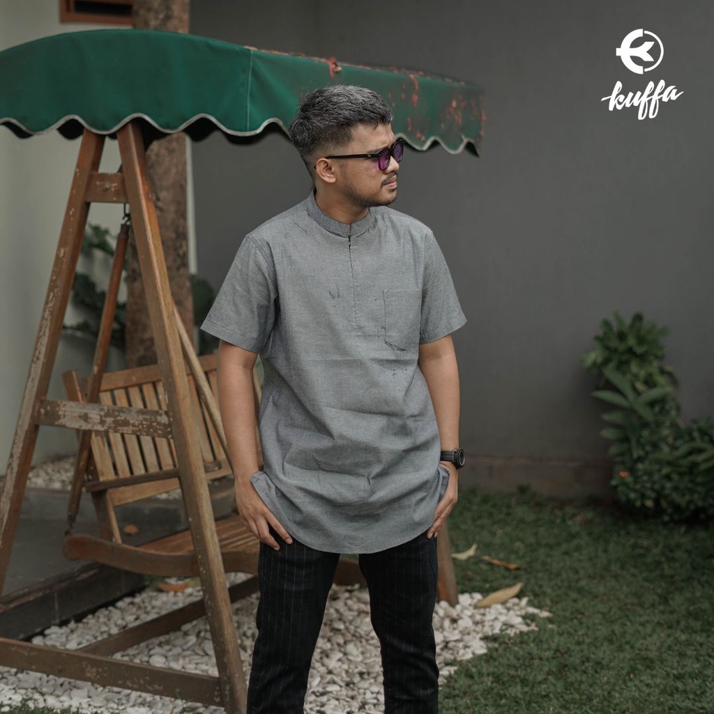 Baju Muslim Kemeja Koko Longline Basic Lengan Pendek Pria Dewasa / Fashion Muslim / Atasan / Berkual