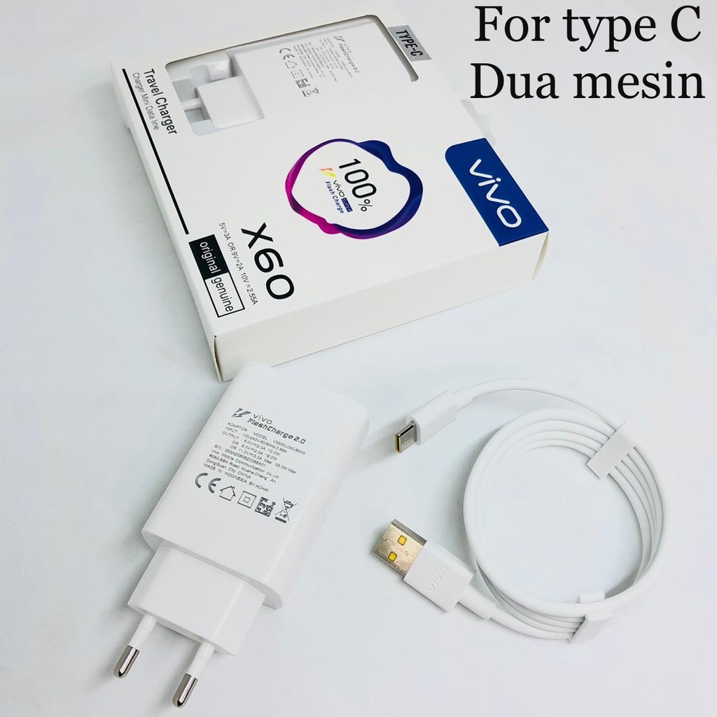 TC Vivo X60 X70 PRO Fast Charging Dual Mesin Micro &amp; Type C Travel Charger 2.0 Casan Hp