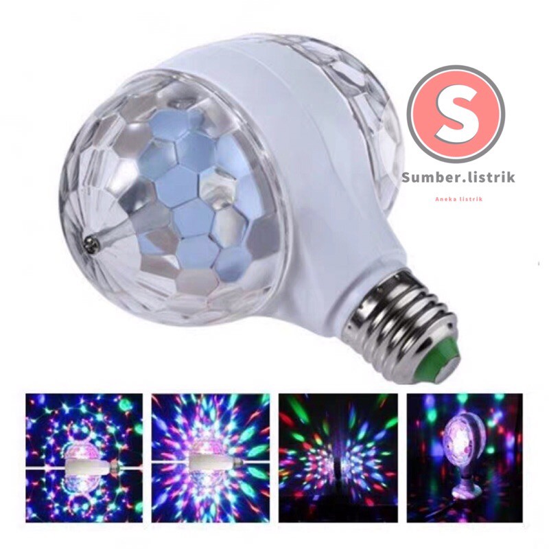 LAMPU DISCO 2SISI E27 WARNA WARNI/Lampu Disko RGB 6W