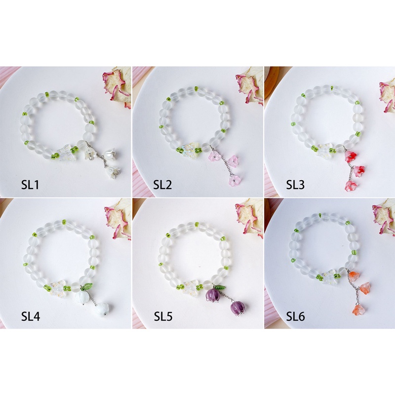 Gelang Tali Elastis Hias Manik-Manik Kristal Bunga Aster Warna-Warni Handmade Gaya Korea Bohemian Untuk Wanita