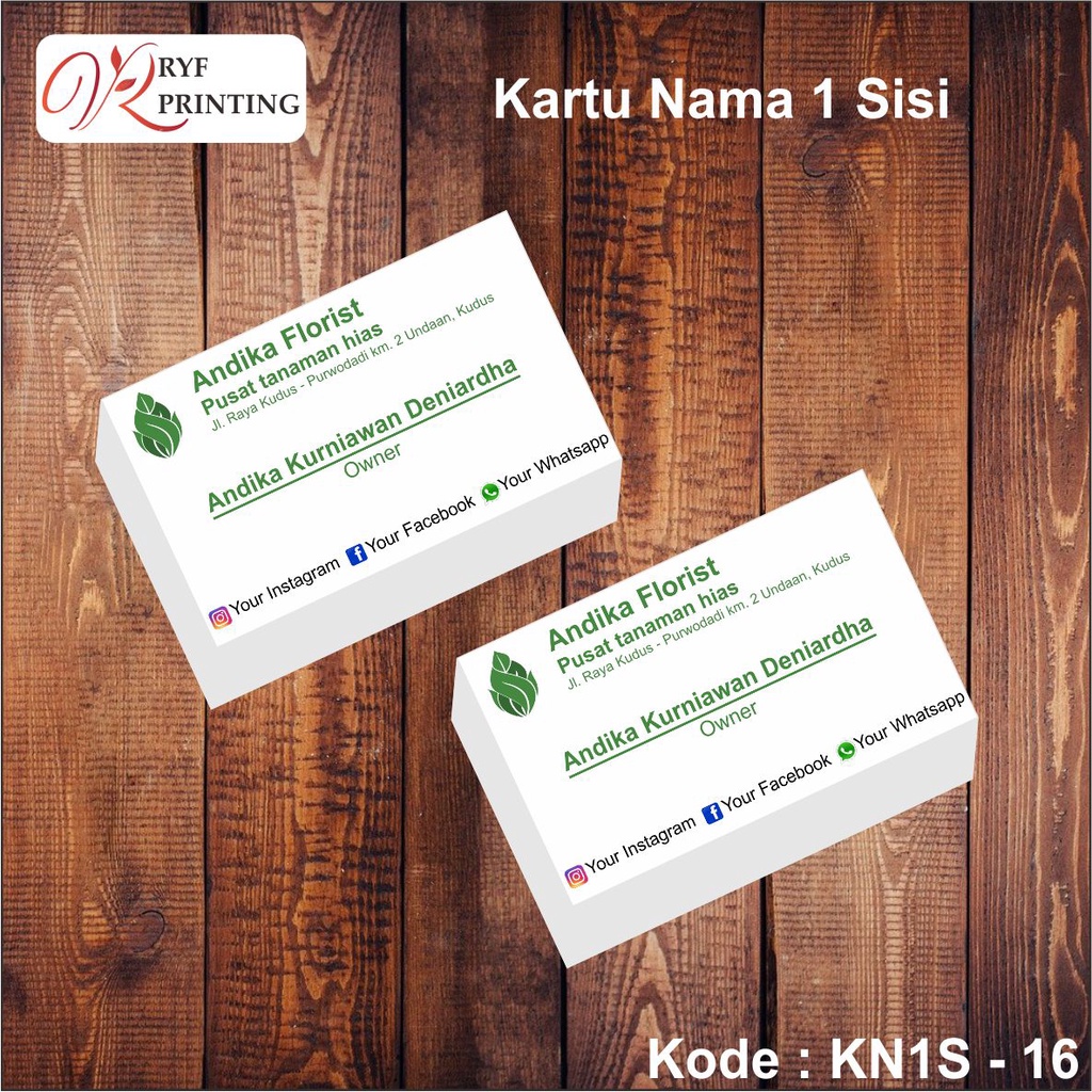 

KARTU NAMA 1 SISI