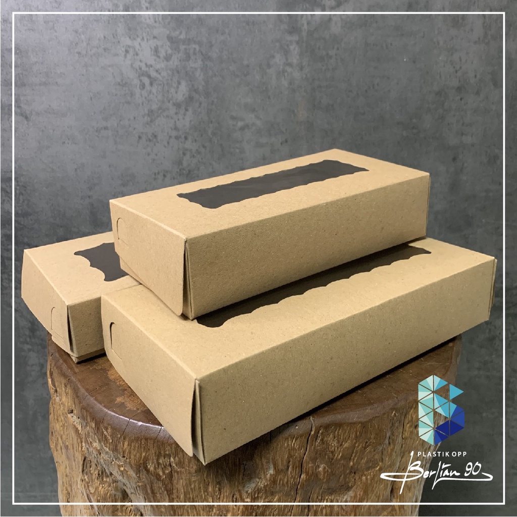 Dus Brownies Box Brownies Kraft polos 21,5x10x5 /Box Brownies Jendela / Dus Kue Kraft (50 pcs)