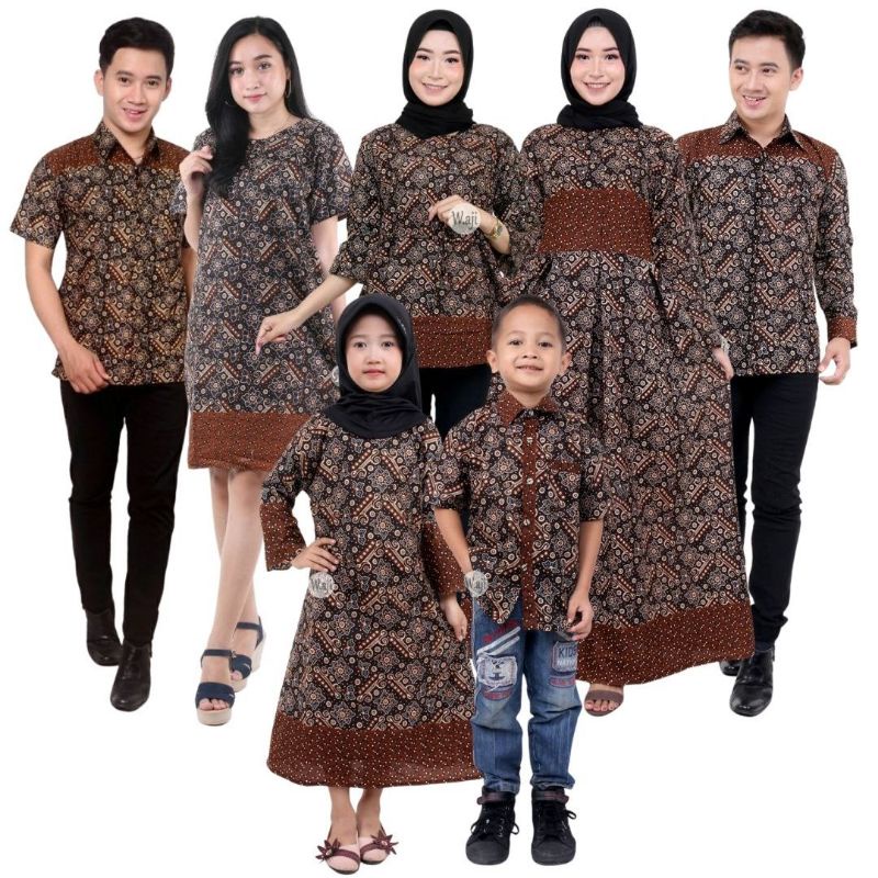 Motif Mataram Baju Batik Couple Keluarga Sragam Gamis Blouse Anak Putri Hem Kemeja Tunik Dress Jumbo