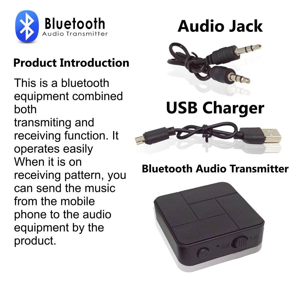 Stereo Bluetooth Audio Transmitter Receiver 2 in 1 (Single Port)