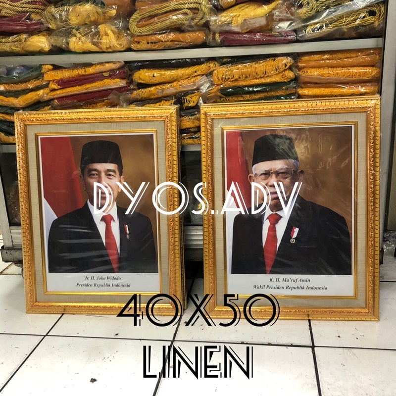 Bingkai frame foto presiden wakil motif linen ukuran 40x50cm