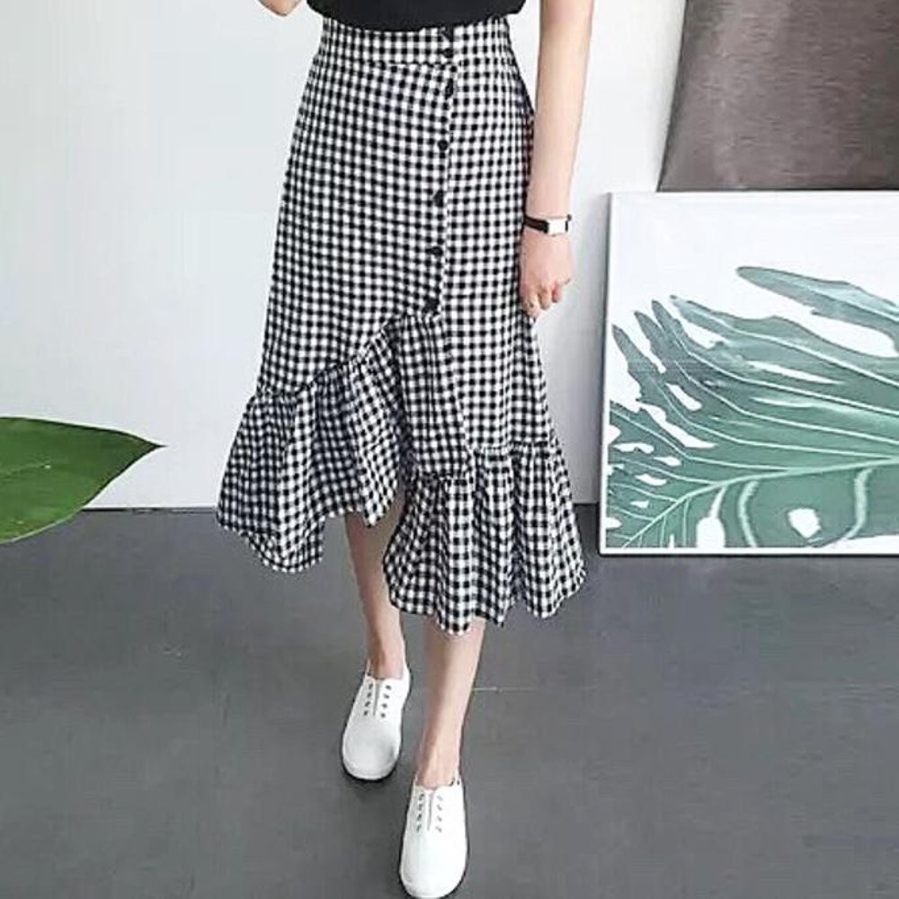 AshBeryl | ROK WANITA | BAWAHAN PANJANG | FASHION STYLE REMAJA | MOTIF KOTAK-KOTAK