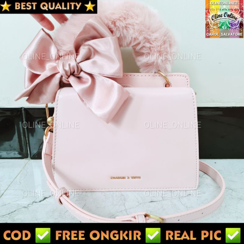 Tas giftset fur handle bulu bulu pesta casual two compartment dengan tali panjang long strap bag gb gs with box kado hadiah mewah wanita pacar jinjing top handle ck cnk c&amp;k